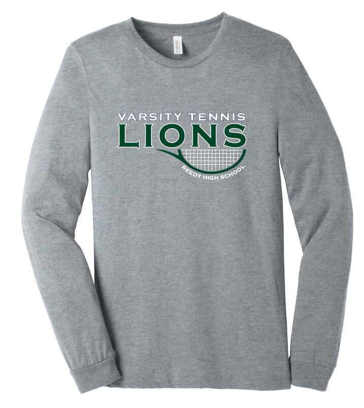 Reedy Tennis - Varsity Half Racket - Bella+Canvas Long Sleeve, Color: Athletic Heather