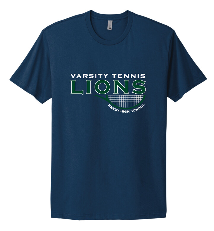 Reedy Tennis - Varsity Half Racket - Next level Short Sleeve, Color: Cool Blue