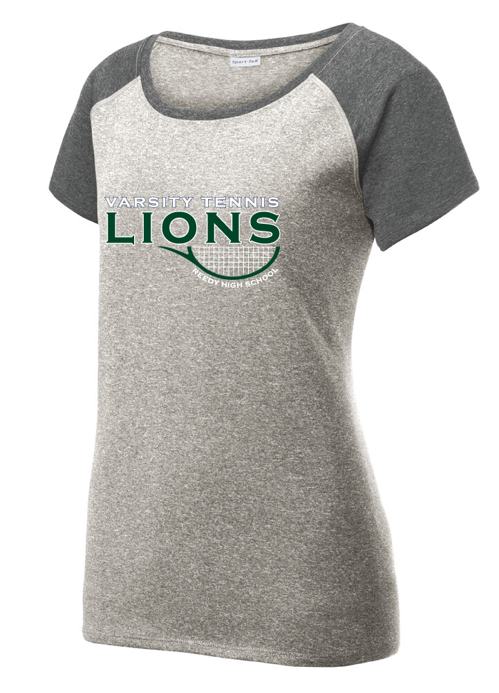 Reedy Tennis - Varsity Half Racket - Heather Scoop Neck, Color: Grey / Graphite