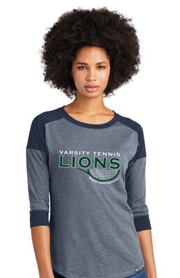 Reedy Tennis - Varsity Half Racket - 3/4 Sleeve Baseball Raglan Tee