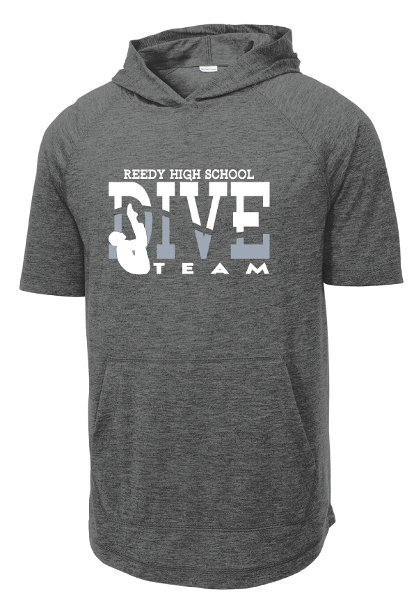 Reedy Swim and Dive - Dive - Short Sleeve Hoodie, Color: Dark Grey Heather