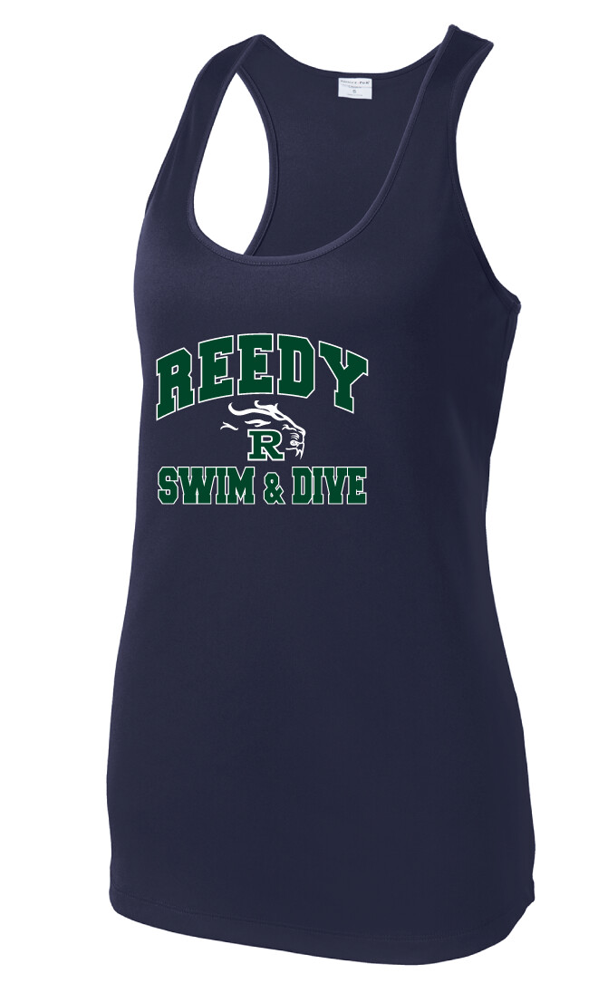 Reedy Swim and Dive - Simple Block - Racerback Tank, Color: Navy