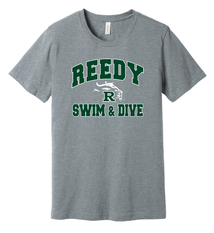 Reedy Swim and Dive - Simple Block - Bella+Canvas Short Sleeve, Color: Athletic Heather