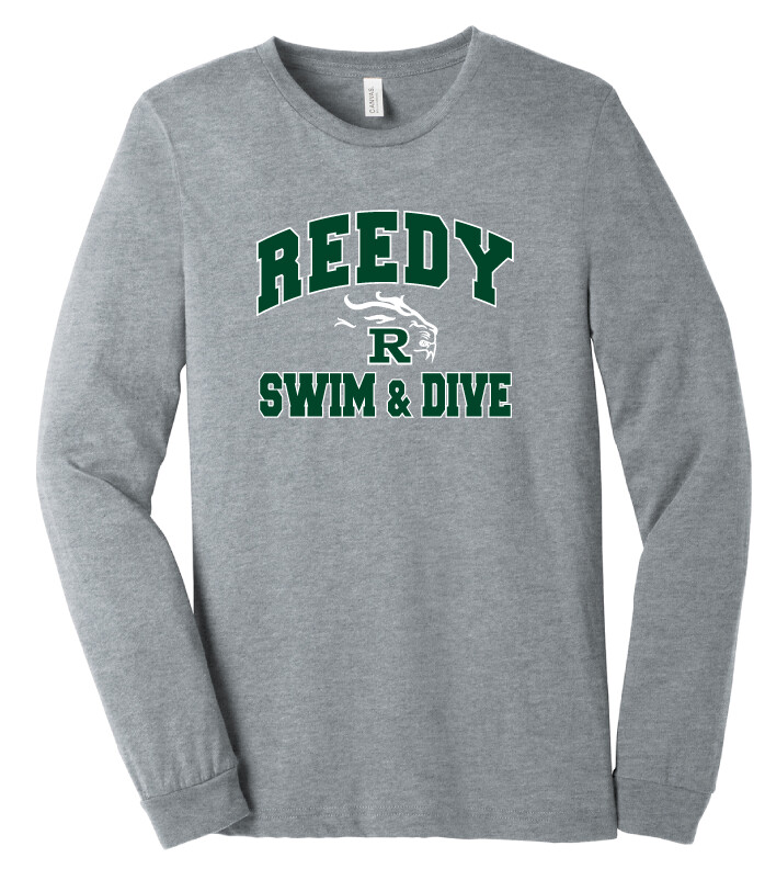 Reedy Swim and Dive - Simple Block - Bella+Canvas Long Sleeve, Color: Athletic Heather