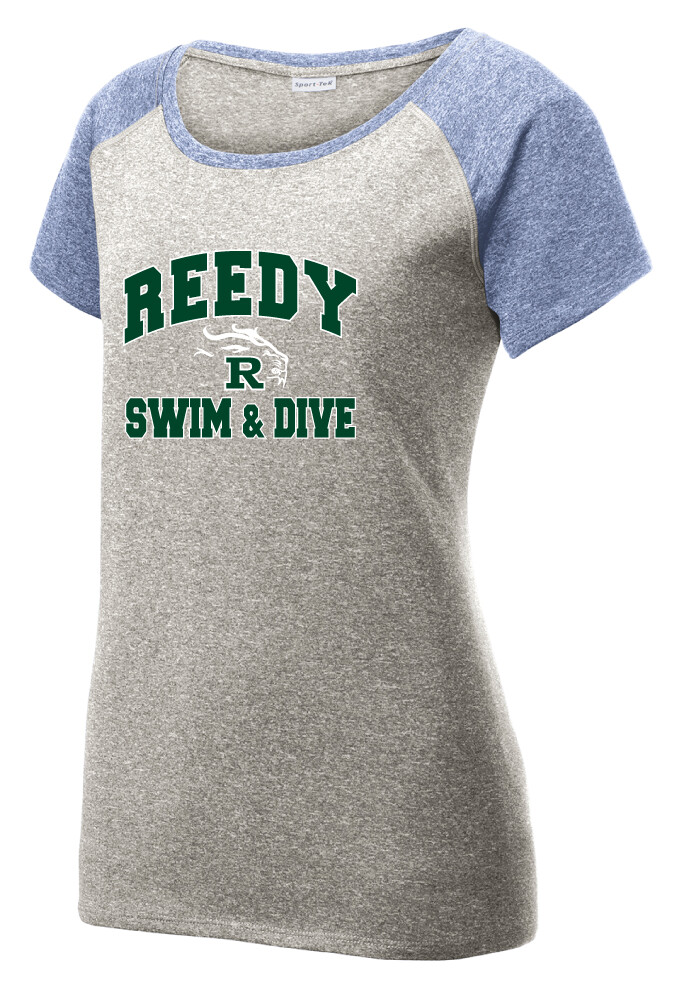 Reedy Swim and Dive - Simple Block - Heather Scoop Neck, Color: Grey / Navy