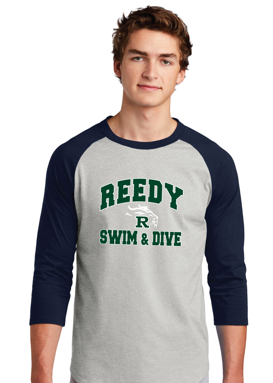 Reedy Swim and Dive - Simple Block - Raglan Baseball