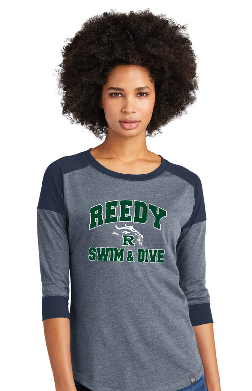 Reedy Swim and Dive - Simple Block - 3/4 Sleeve Baseball Raglan Tee