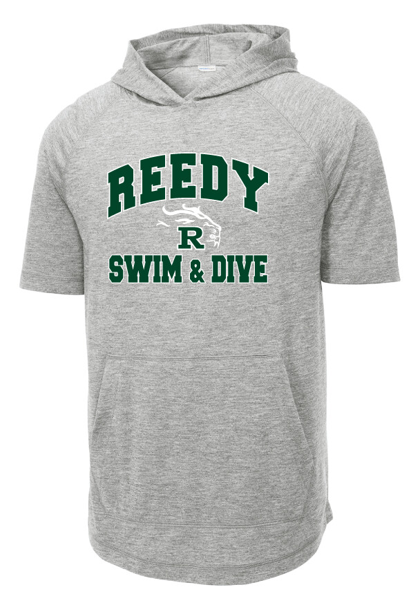 Reedy Swim and Dive - Simple Block - Short Sleeve Hoodie, Color: Light Grey Heather