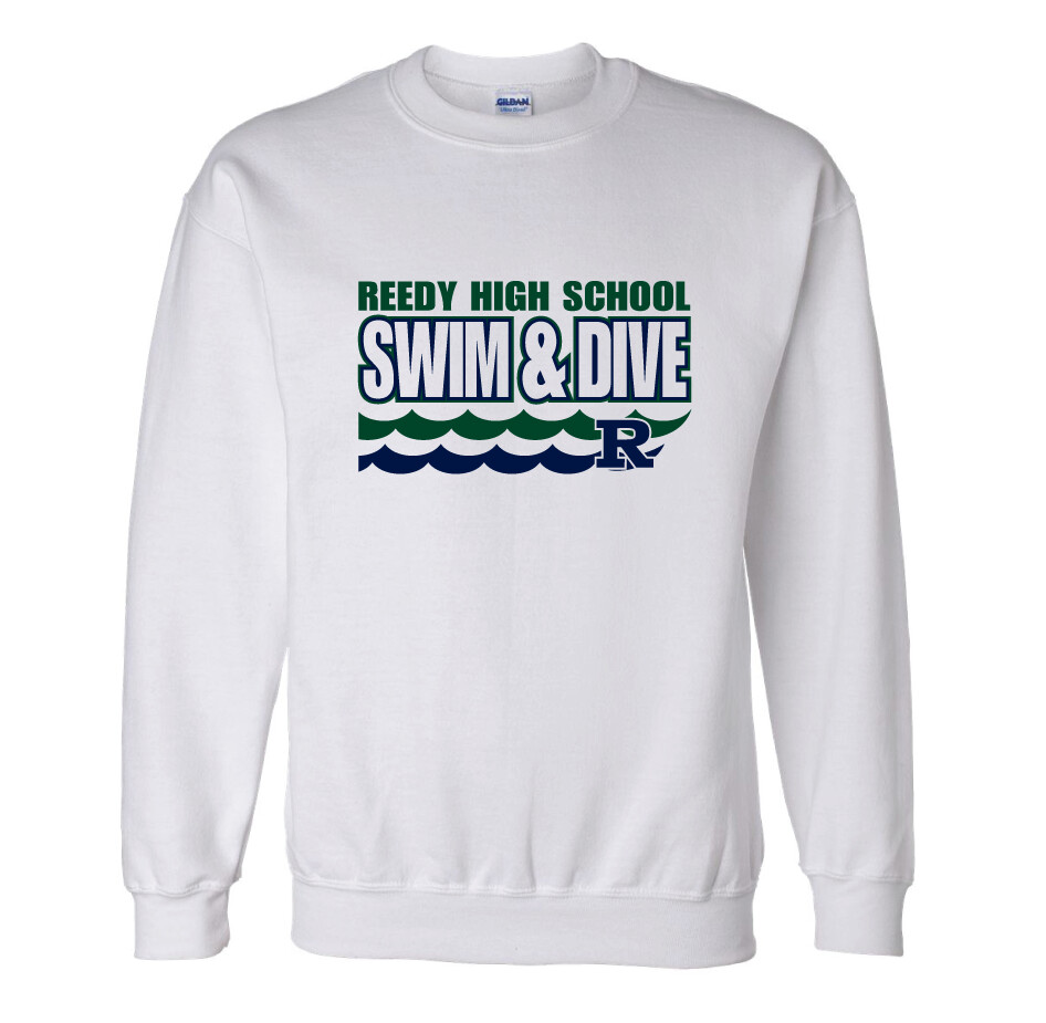 Reedy Swim and Dive - Waves - Crew Sweatshirt, Color: White