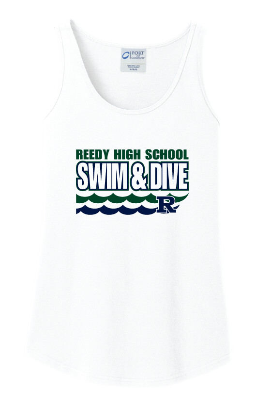 Reedy Swim and Dive - Waves - Cotton Tank, Color: White