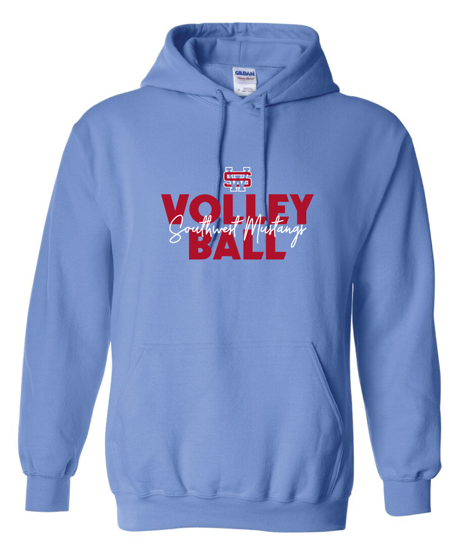 USW Volleyball - Block Script - Hoodie, Color: Columbia Blue