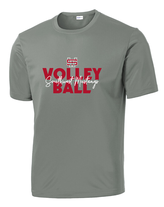USW Volleyball - Block Script - Dri-Fit Short Sleeve, Color: Grey Concrete