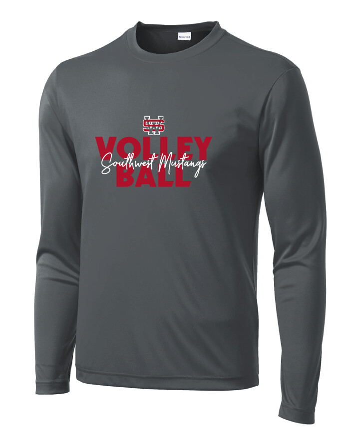 USW Volleyball - Block Script - Dri-Fit Long Sleeve, Color: Iron Grey