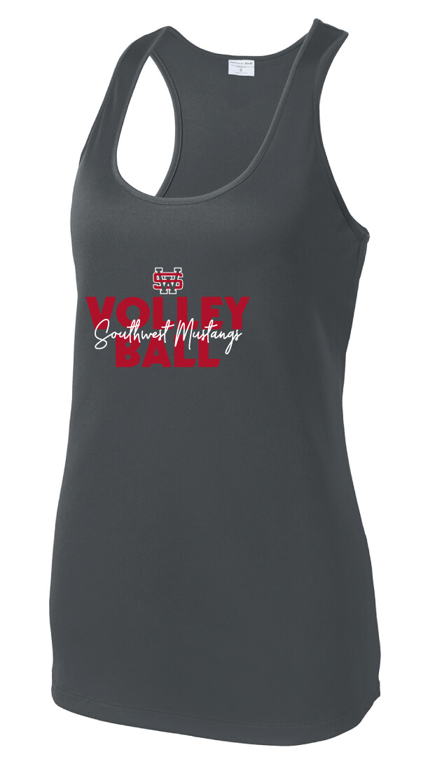 USW Volleyball - Block Script - Dri-Fit Racerback Tank, Color: Iron Grey