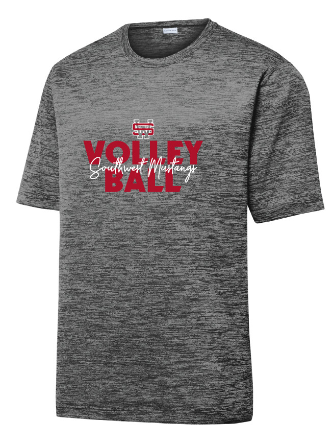 USW Volleyball - Block Script - Electric Dri-Fit Short Sleeve, Color: Grey Black
