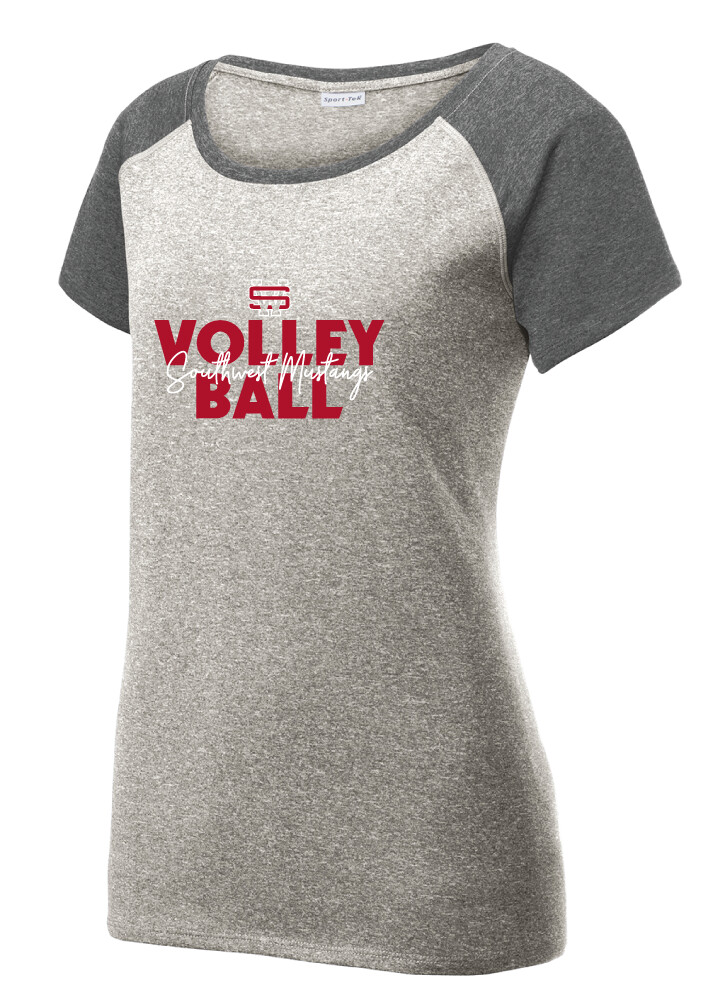 USW Volleyball - Block Script - Heather Scoop Neck, Color: Grey / Graphite