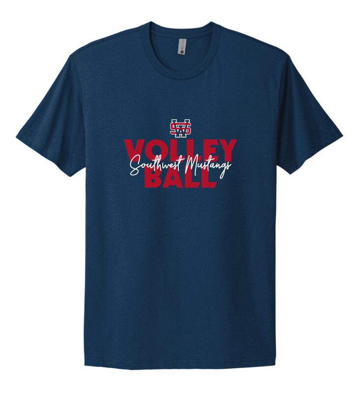 USW Volleyball - Block Script - Next Level Short Sleeve, Color: Cool Blue