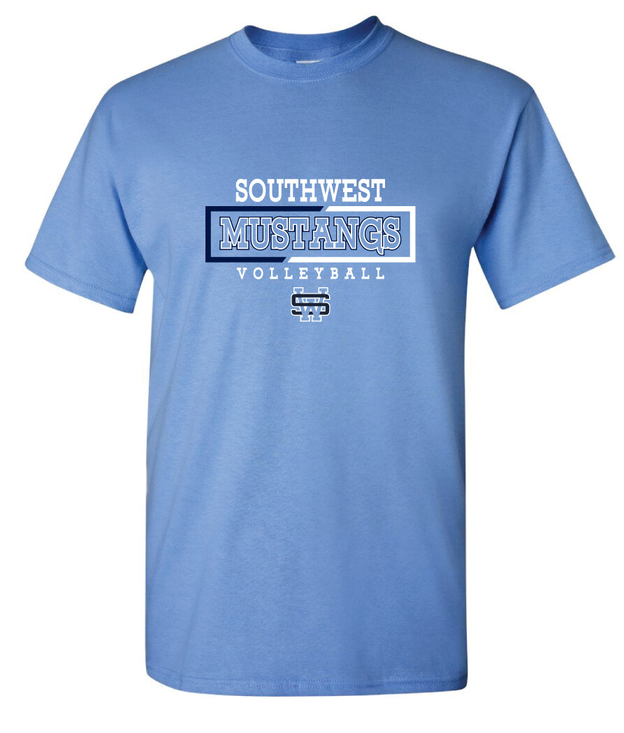 USW Volleyball - 2 Tone Rectangle - Short Sleeve, Color: Columbia Blue