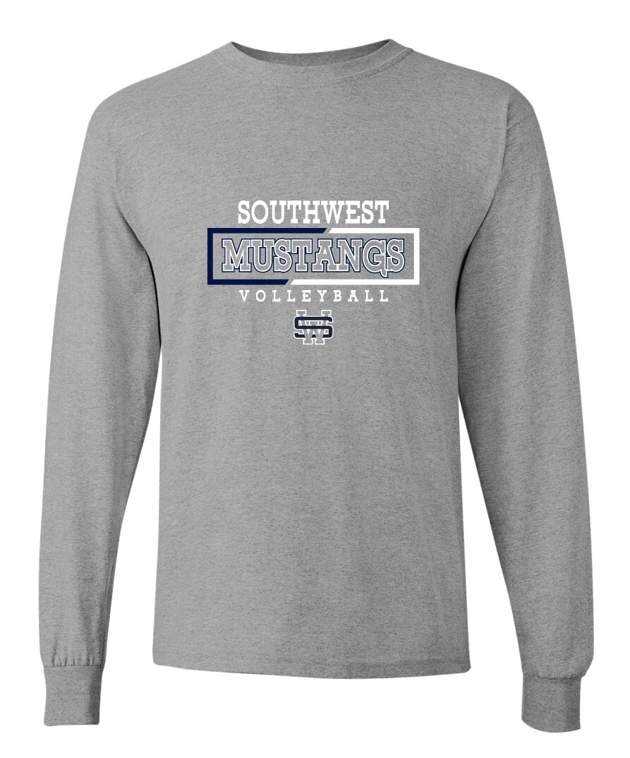 USW Volleyball - 2 Tone Rectangle - Long Sleeve, Color: Athletic Heather