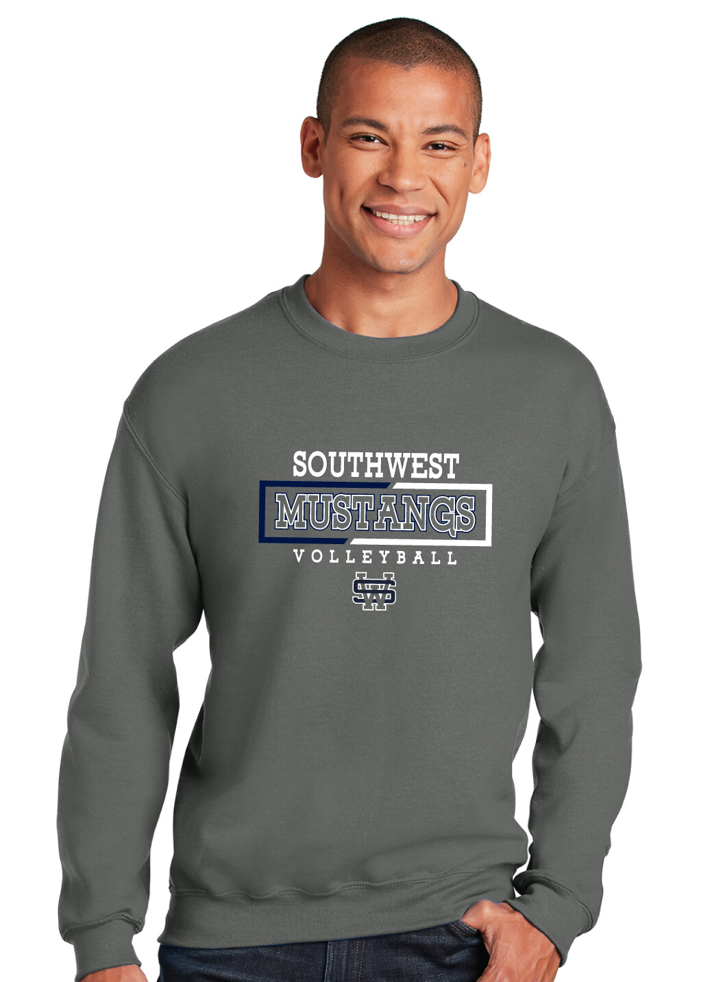 USW Volleyball - 2 Tone Rectangle - Crew Sweatshirt