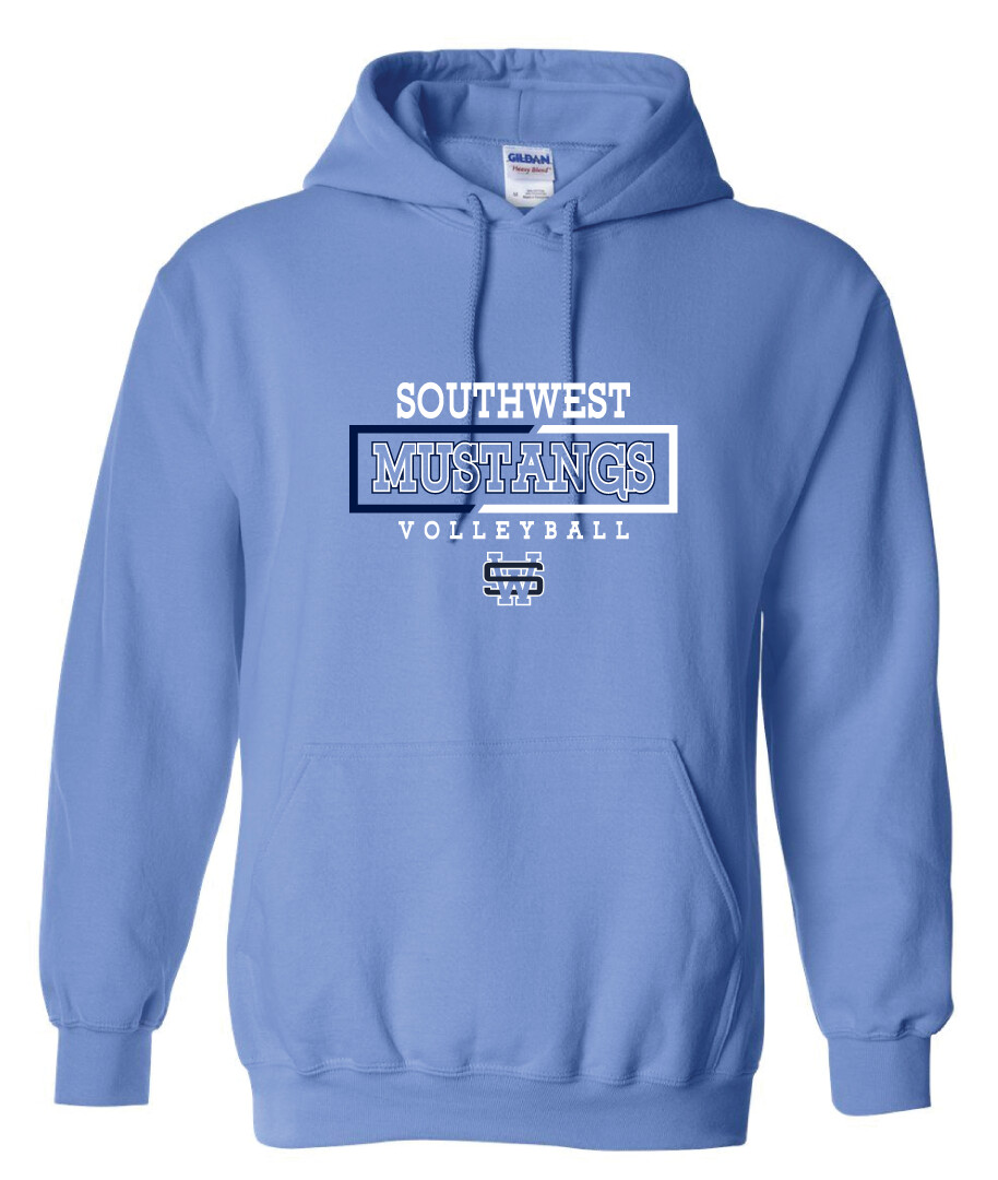 USW Volleyball - 2 Tone Rectangle - Hoodie, Color: Columbia Blue