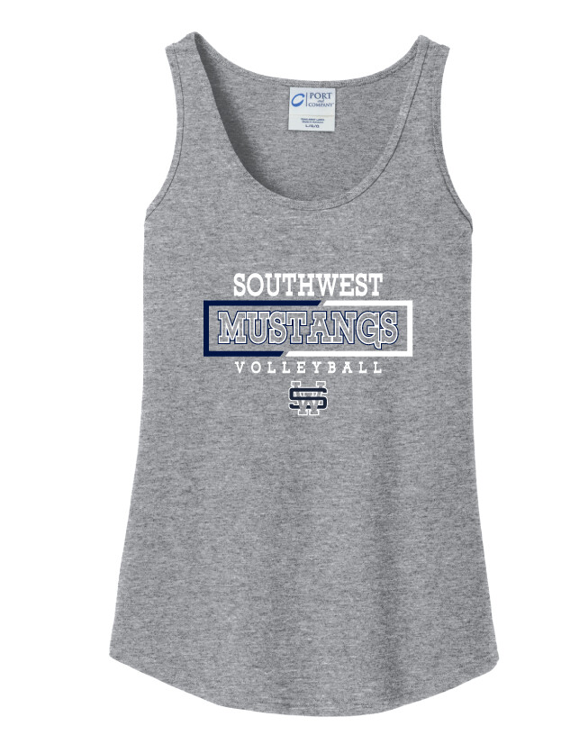 USW Volleyball - 2 Tone Rectangle - Cotton Tank, Color: Grey