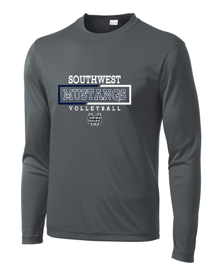 USW Volleyball - 2 Tone Rectangle - Dri-FIt Long Sleeve, Color: Iron Grey