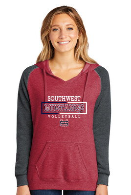 USW Volleyball - 2 Tone Rectangle - Lightweight Raglan Hoodie