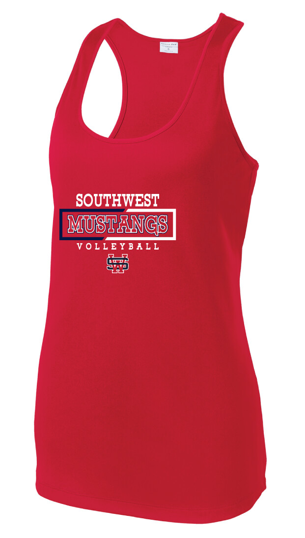 USW Volleyball - 2 Tone Rectangle - Dri-Fit Racerback Tank, Color: Red