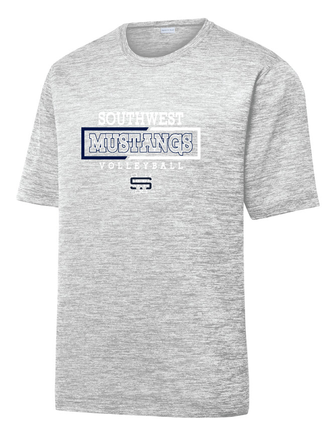 USW Volleyball - 2 Tone Rectangle - Electric Dri-FIt Short Sleeve, Color: Silver, Style ST390 Size: Youth S