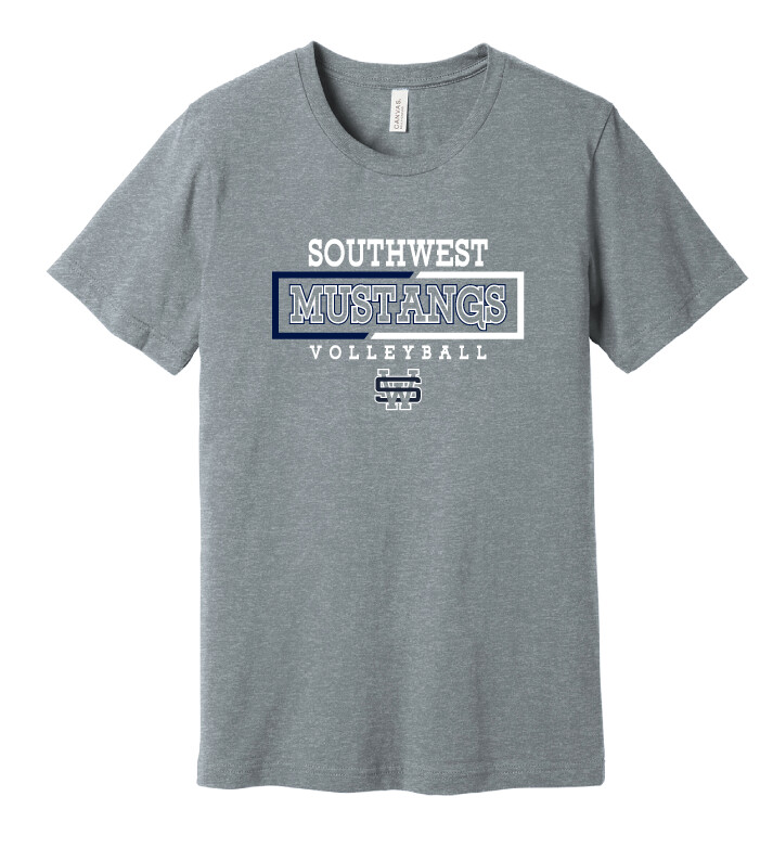 USW Volleyball - 2 Tone Rectangle - Bella+Canvas Short Sleeve, Color: Athletic Heather