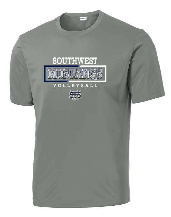 USW Volleyball - 2 Tone Rectangle - Dri-FIt Short Sleeve, Color: Grey Concrete