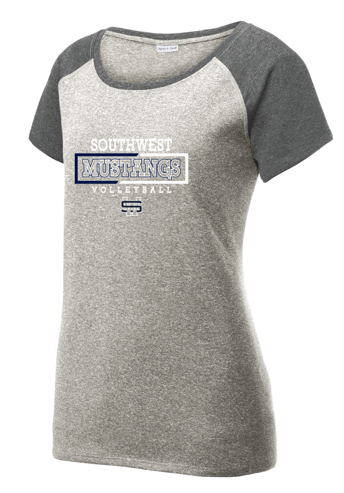 USW Volleyball - 2 Tone Rectangle - Heather Scoop Neck, Color: Grey / Graphite
