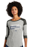 USW Volleyball - 2 Tone Rectangle - 3/4 Sleeve Baseball Raglan Tee