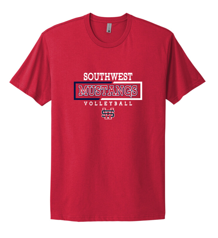 USW Volleyball - 2 Tone Rectangle - Next Level Short Sleeve, Color: Red