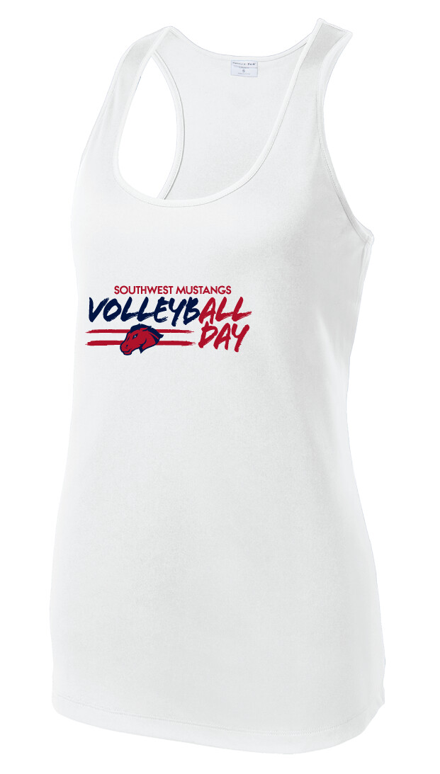 USW Volleyball - All Day - Dri-Fit Racerbak Tank, Color: White