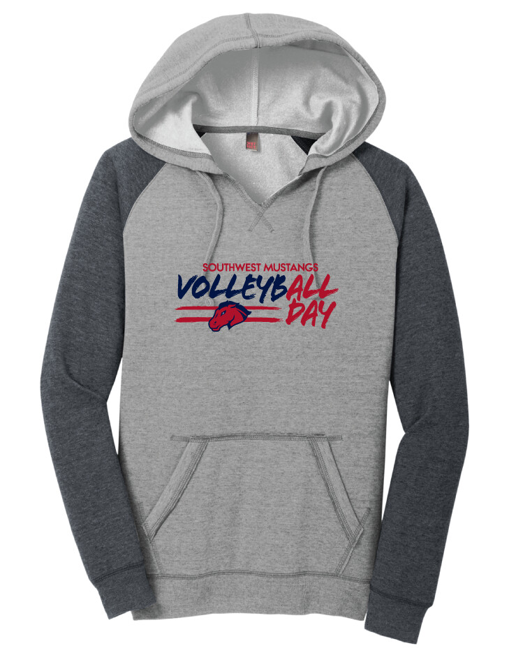 USW Volleyball - All Day - Lightweight Raglan Hoodie, Color: Heathered Grey