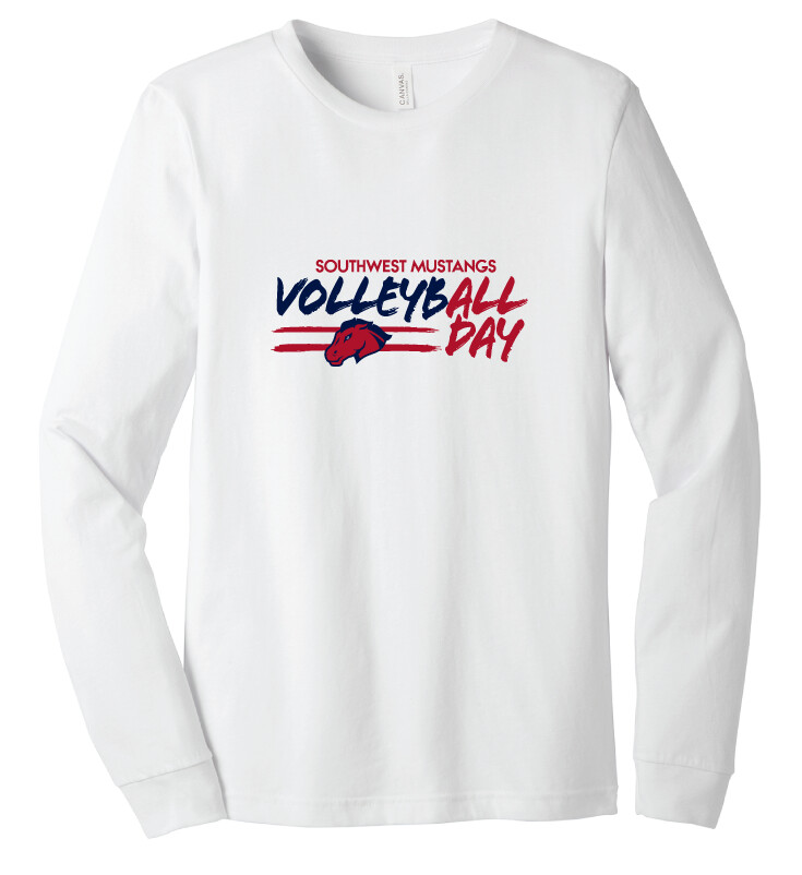 USW Volleyball - All Day - Bella+Canvas Long Sleeve, Color: White