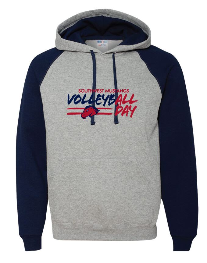 USW Volleyball - All Day - Raglan Hoodie, Color: Grey / Navy
