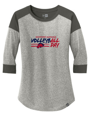 USW Volleyball - All Day - 3/4 Sleeve Baseball Raglan Tee, Color: Graphite / Light Graphite