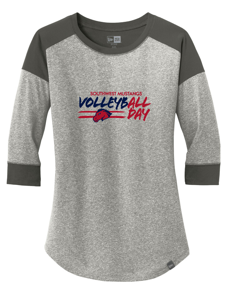 USW Volleyball - All Day - 3/4 Sleeve Baseball Raglan Tee, Color: Graphite / Light Graphite