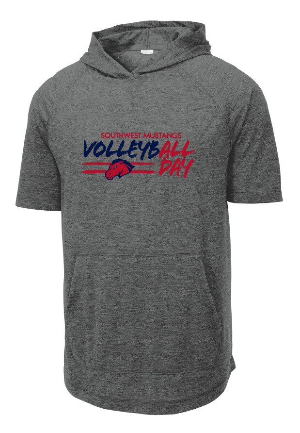 USW Volleyball - All Day - Short Sleeve Hoodie, Color: Dark Grey Heather