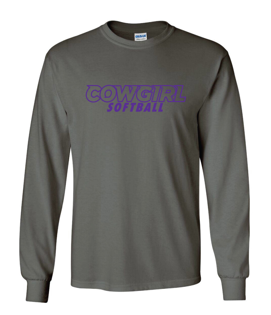 HSU Softball - Cowgirl Outline - Long Sleeve, Color: Charcoal