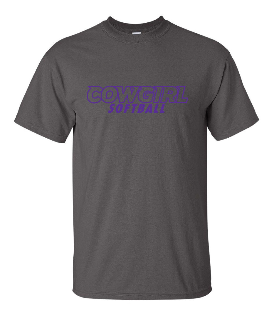 HSU Softball - Cowgirl Outline - Short Sleeve, Color: Charcoal