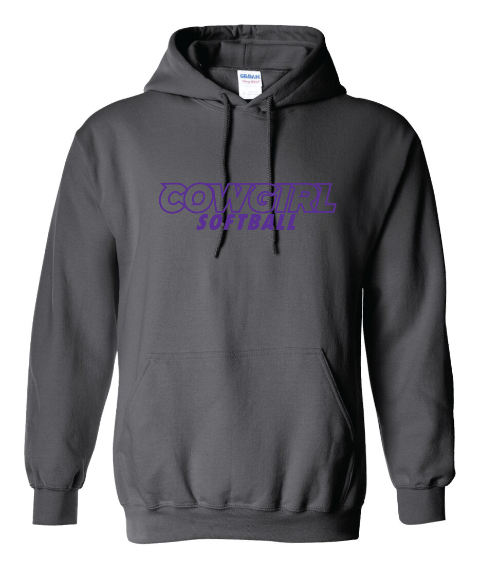 HSU Softball - Cowgirl Outline - Hoodie, Color: Charcoal