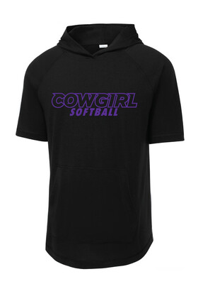 HSU Softball - Cowgirl Outline - TriBlend Short Sleeve Hoodie