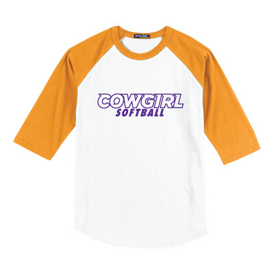 HSU Softball - Cowgirl Outline - Raglan Baseball