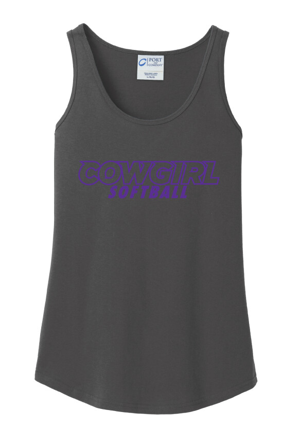 HSU Softball - Cowgirl Outline - Cotton Tank, Color: Charcoal