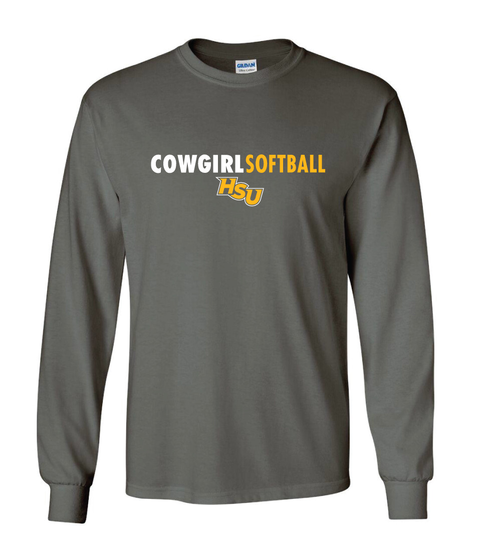 HSU Softball - Clean Lines - Long Sleeve, Color: Charcoal