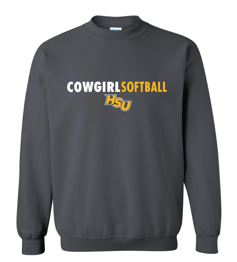 HSU Softball - Clean Lines - Crew Sweatshirt, Color: Charcoal